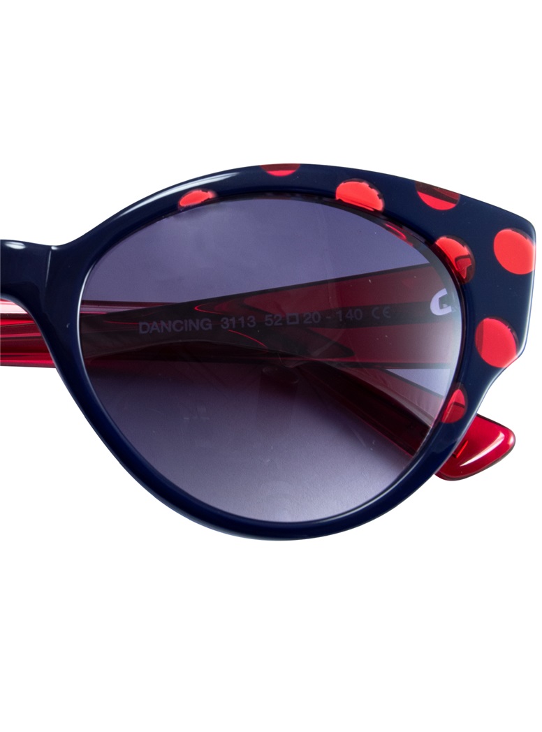 Cateye Sunglasses in Navy with Red Dots