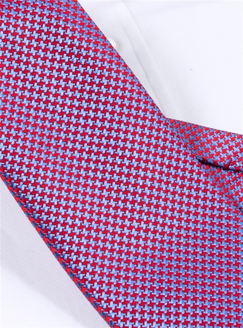 Silk Basketweave Tie in Ruby and Cobalt