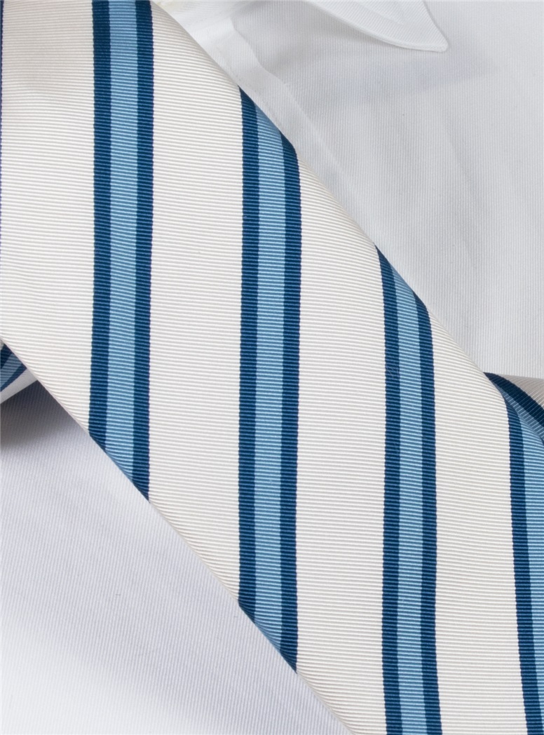 Mogador Striped Tie in White