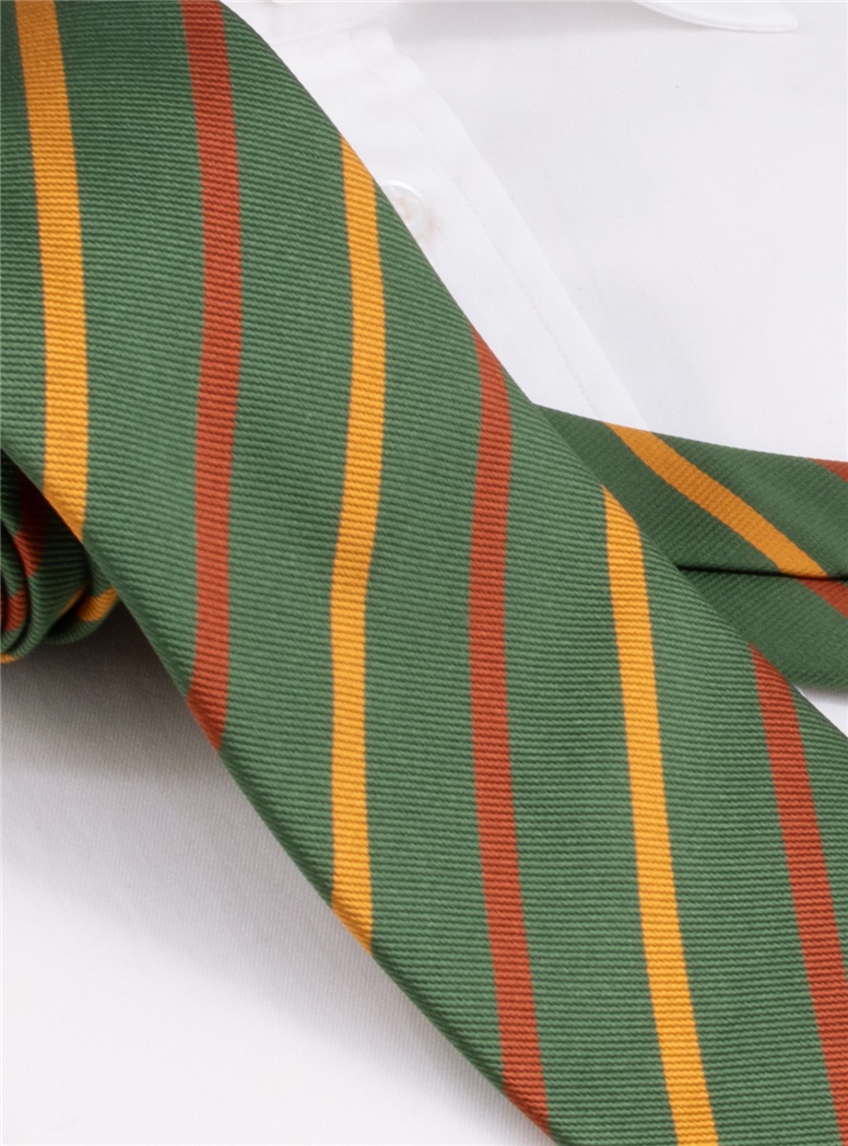 Silk Bar Stripe Tie in Fern