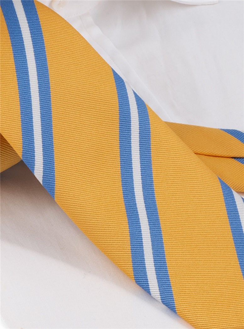 Silk Double Striped Tie in Yellow