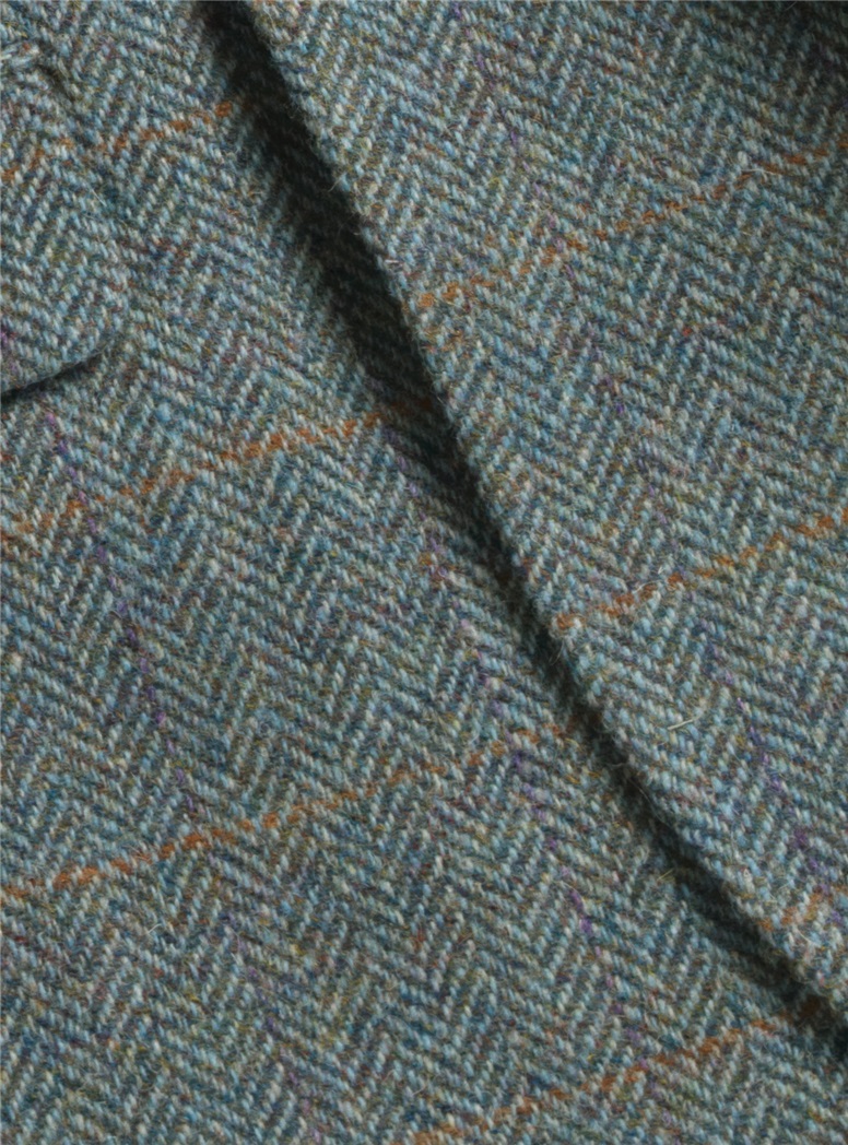 Blue Herringbone Harris Tweed Sport Coat