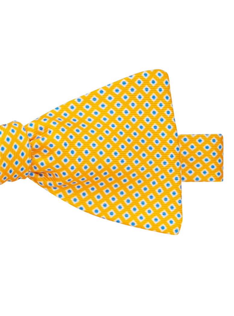 Silk Printed Dots Bow Tie in Marigold