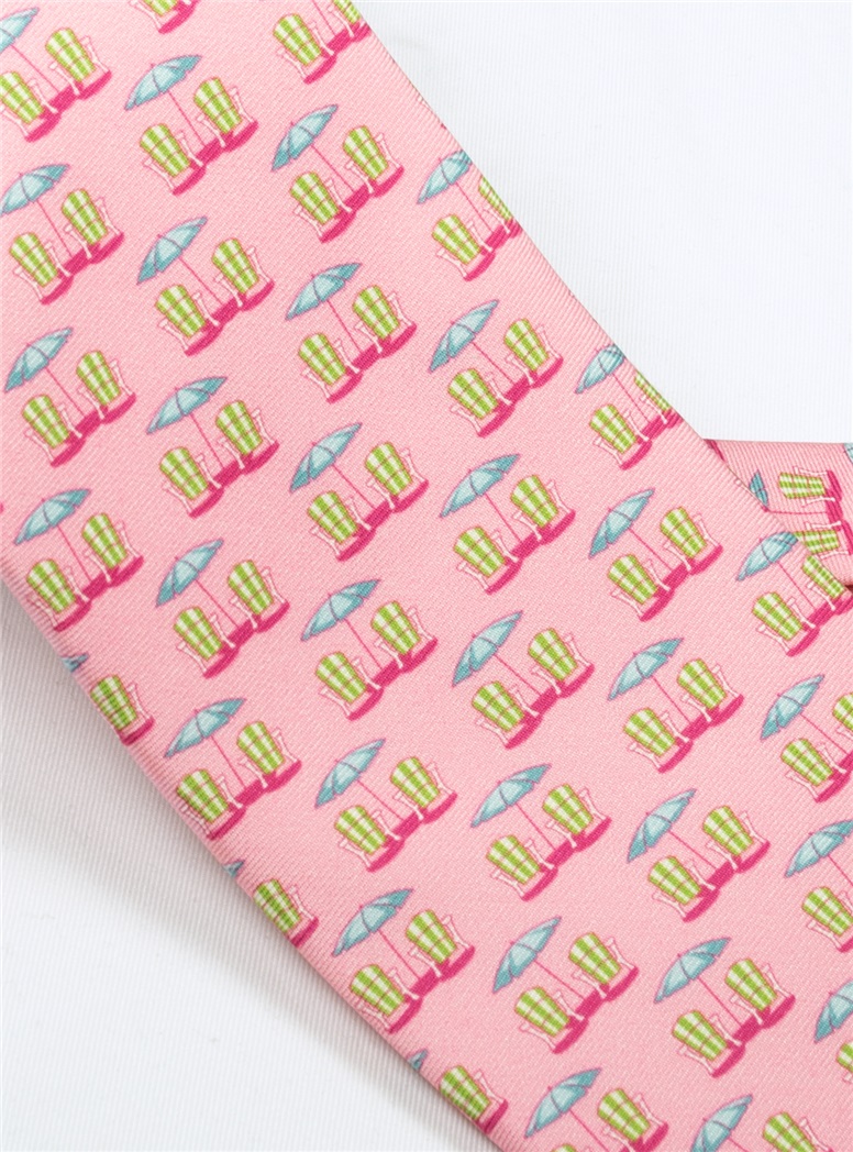Beach Chair and Umbrella Printed Tie in Rose