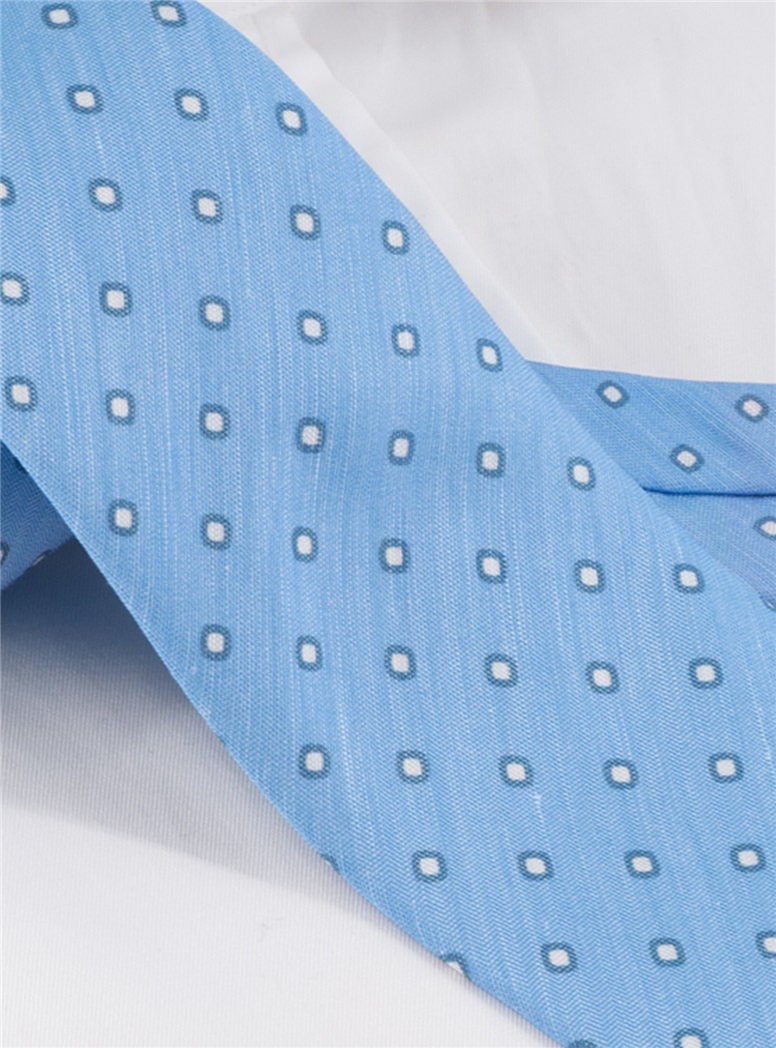 Silk and Linen Dot Tie in Sky