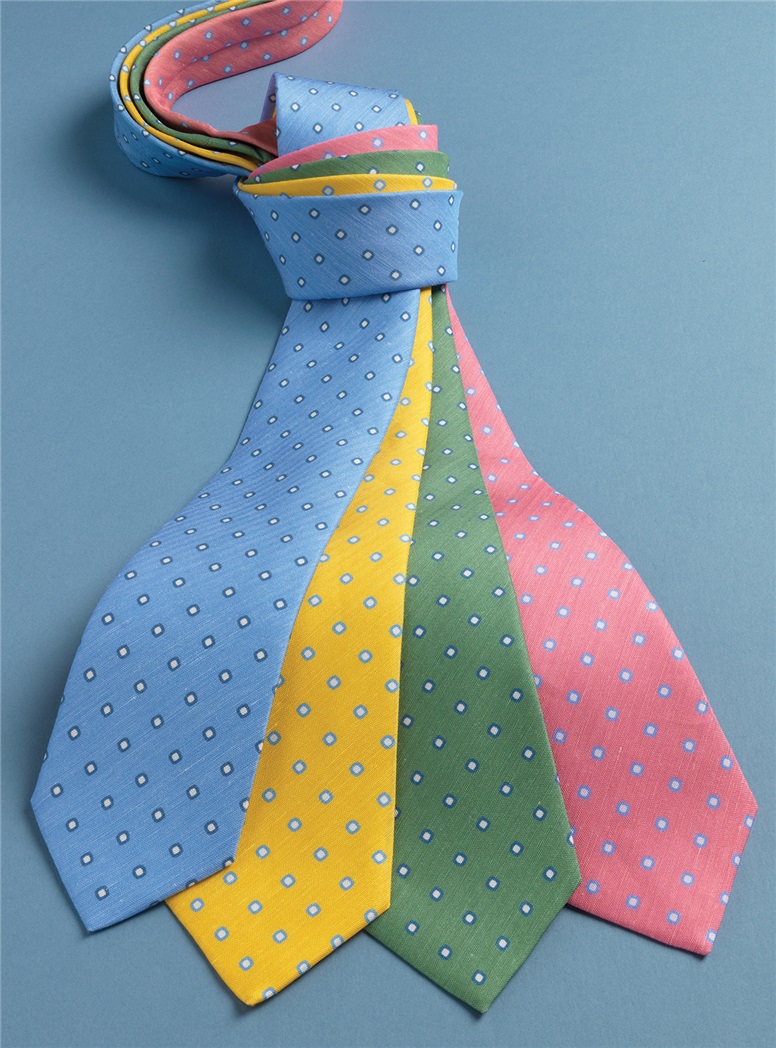 Silk and Linen Dot Tie in Sky