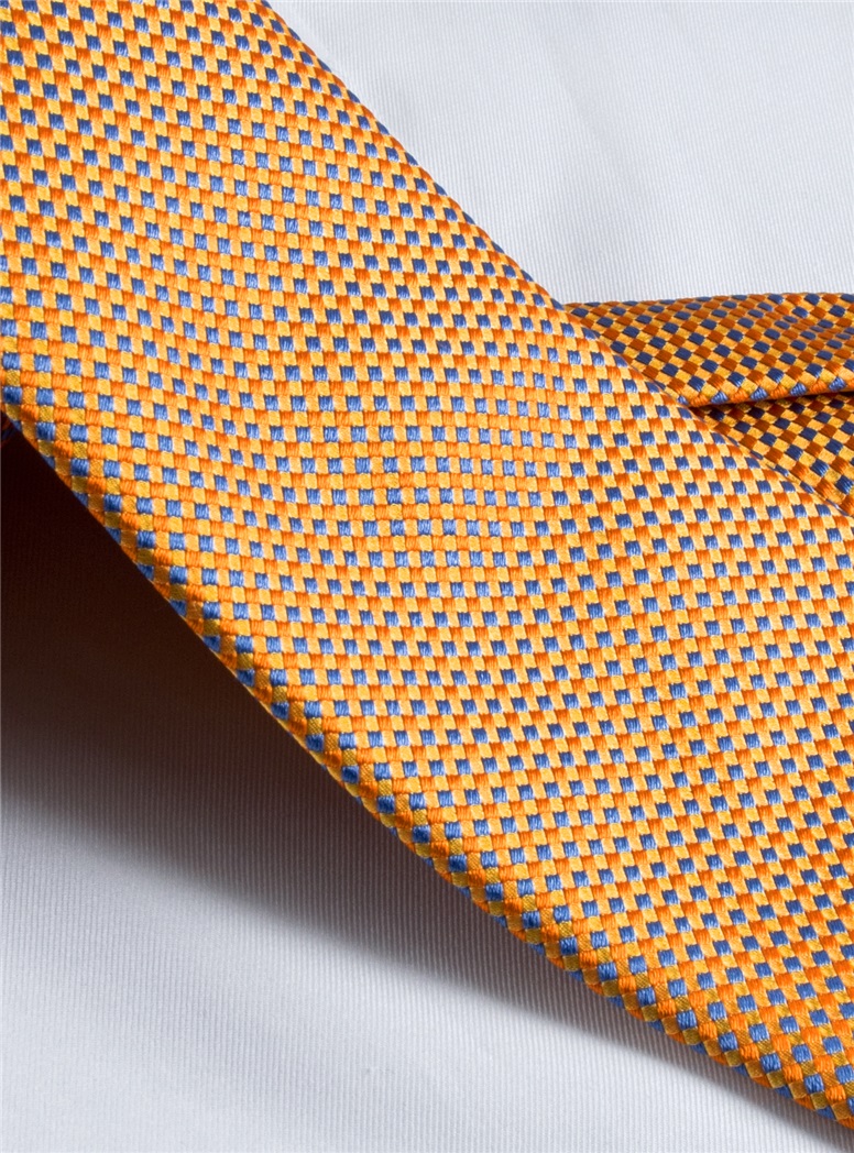 Basketweave Tie in Gold & Blue