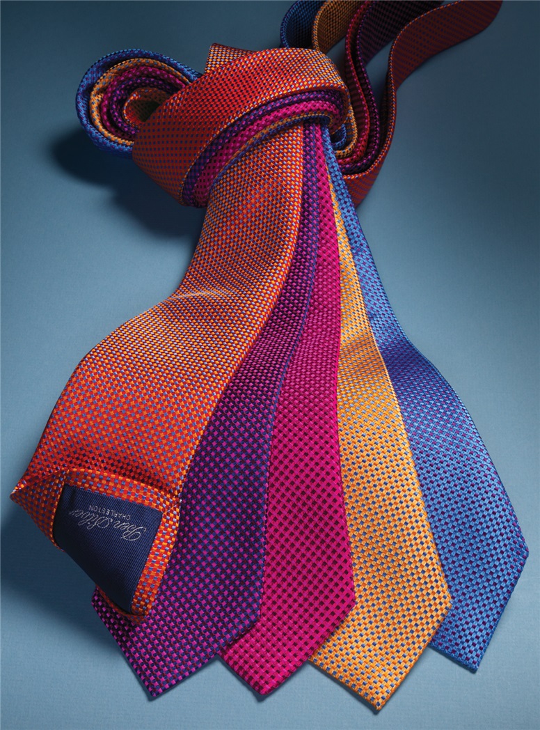 Basketweave Tie in Gold & Blue