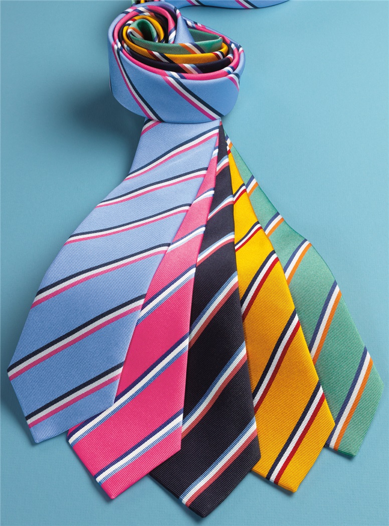 Silk Triple Stripe Tie in Navy