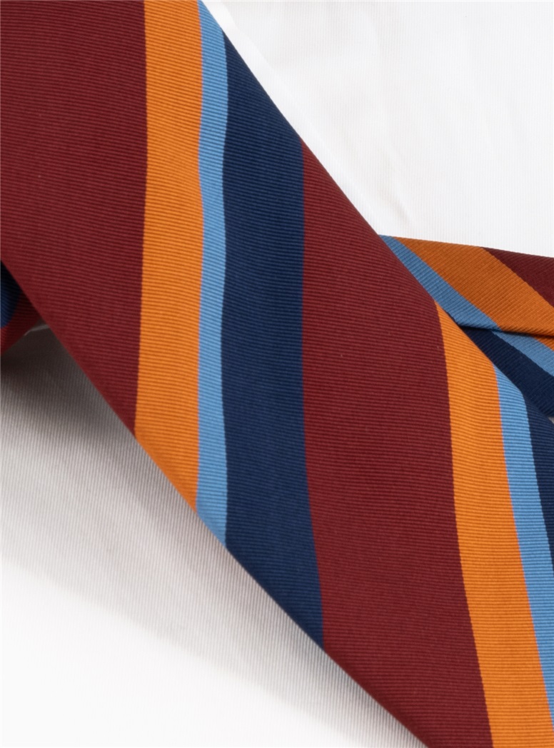 Mogador Silk Striped Tie in Burgundy