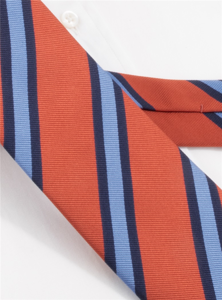 Silk Striped Tie in Copper