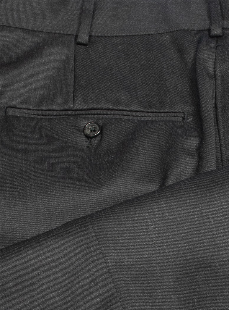 Charcoal Gabardine Forward Pleat Trouser - The Ben Silver Collection