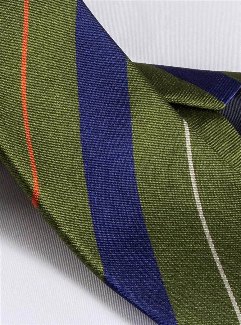 Silk Multi-Stripe Tie in Field and Marine