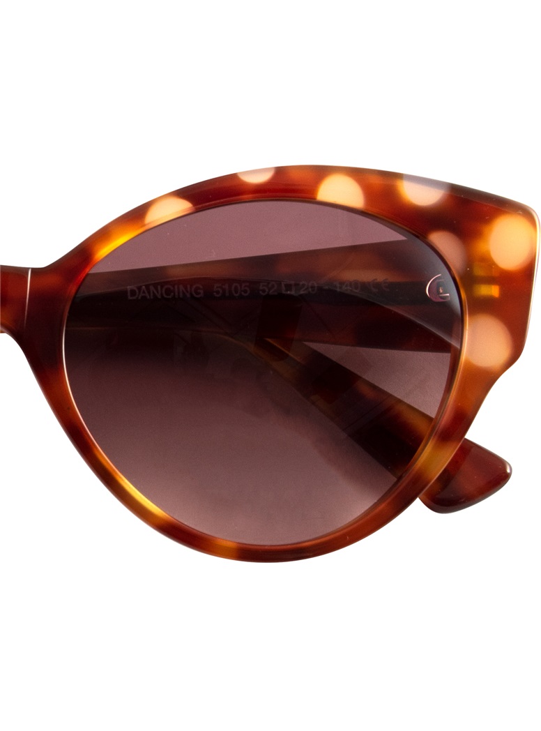 Cateye Sunglasses in Amber with Nude Dots