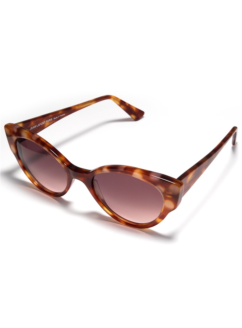 Cateye Sunglasses in Amber with Nude Dots