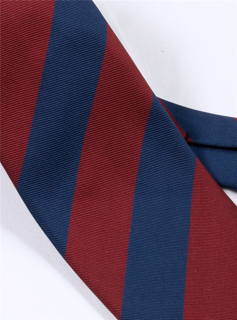 Mogador Block Striped Tie in Wine and Navy