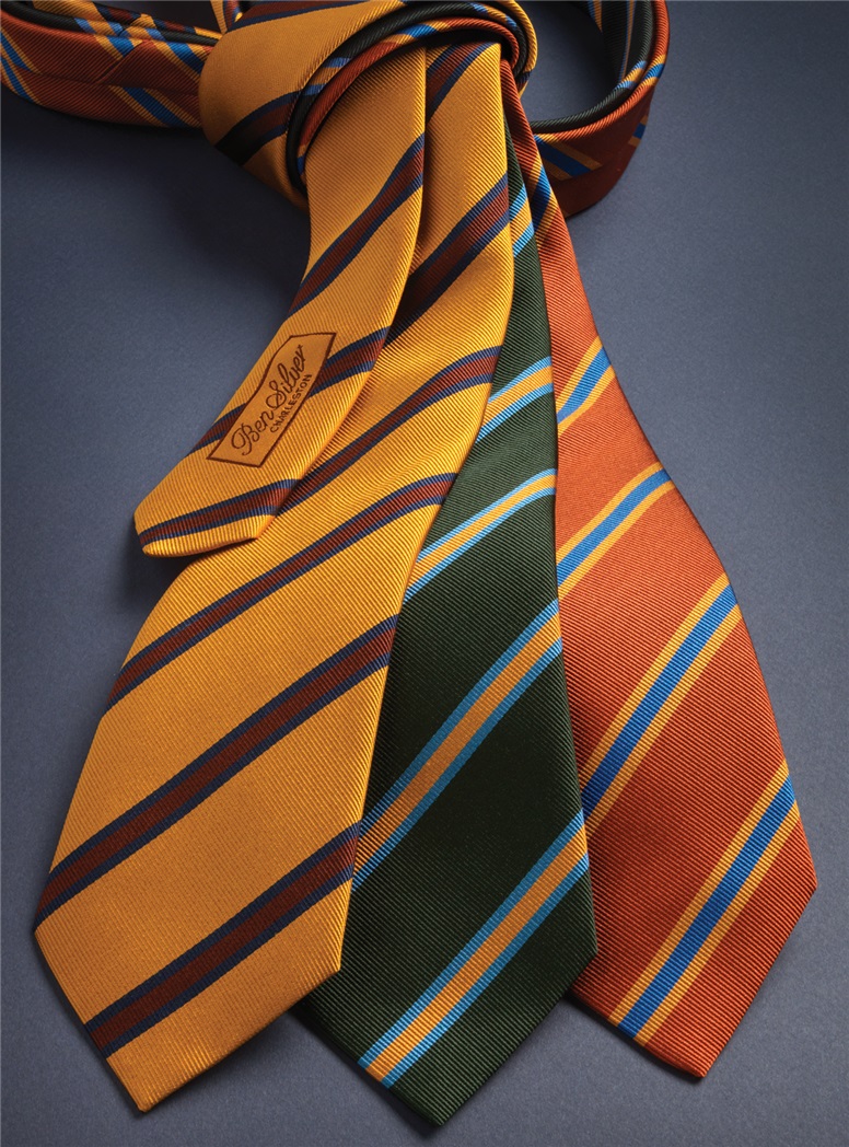 Silk Striped Tie in Amber