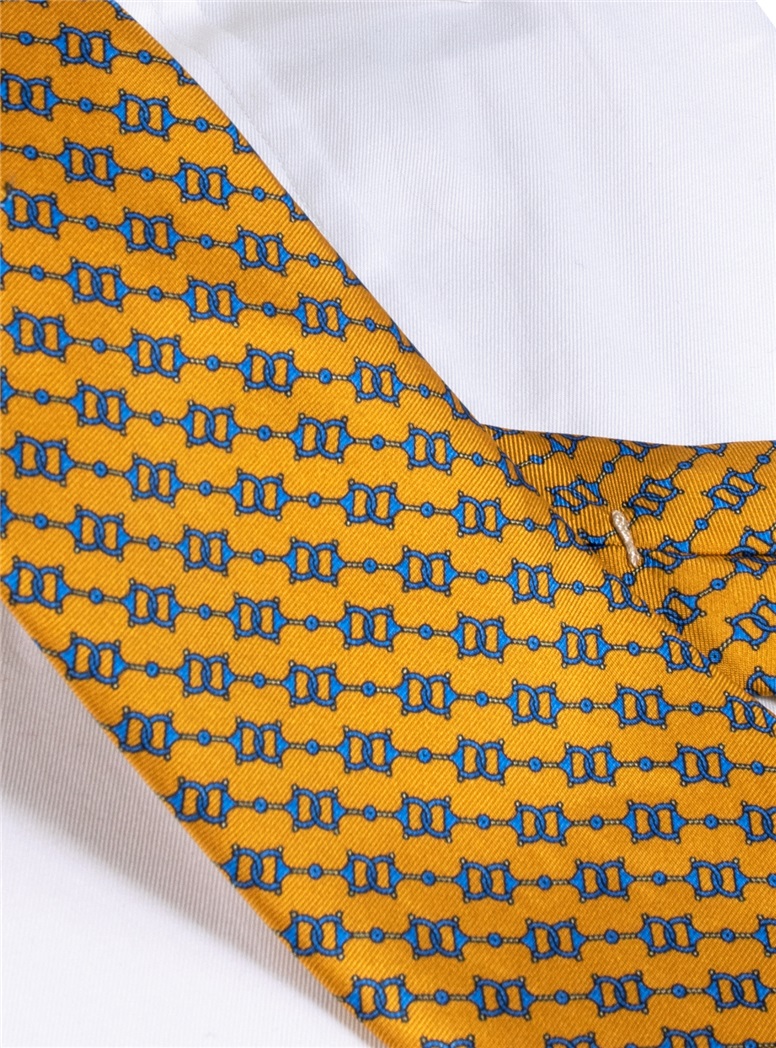 Silk Horse Bit Motif Tie in Marigold