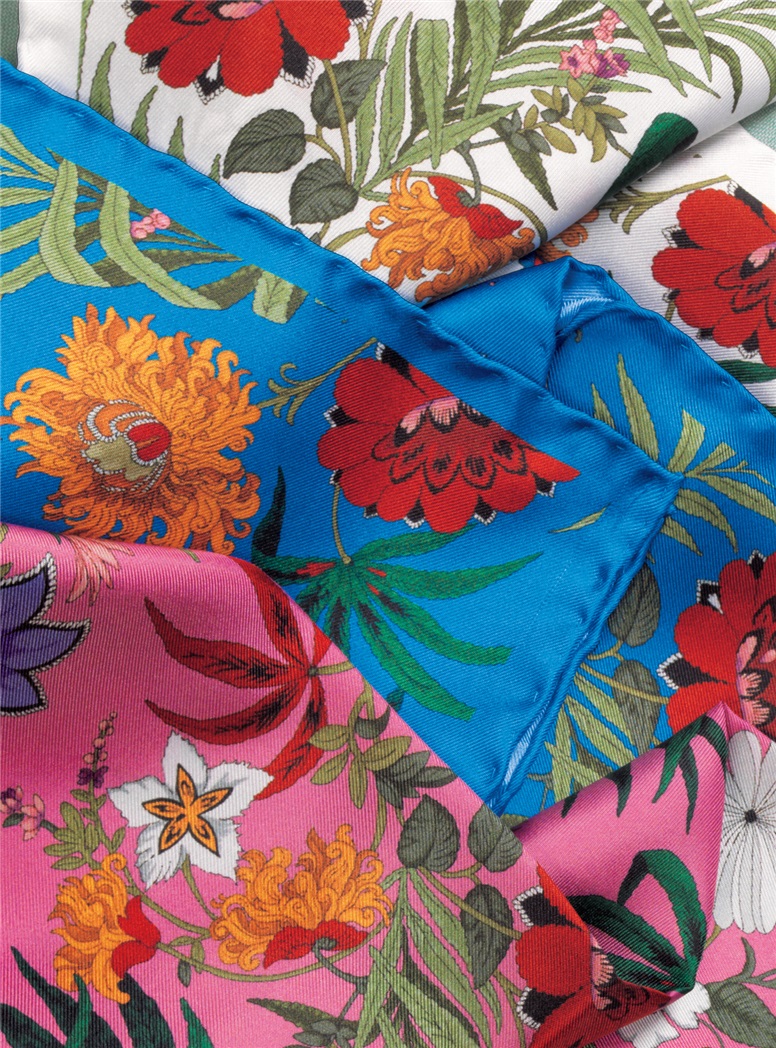 Silk Printed Floral Pocket Squares - The Ben Silver Collection