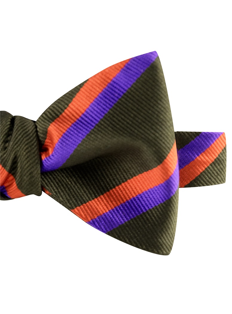 Silk Multi-Color Double Stripe Bow Tie in Fern