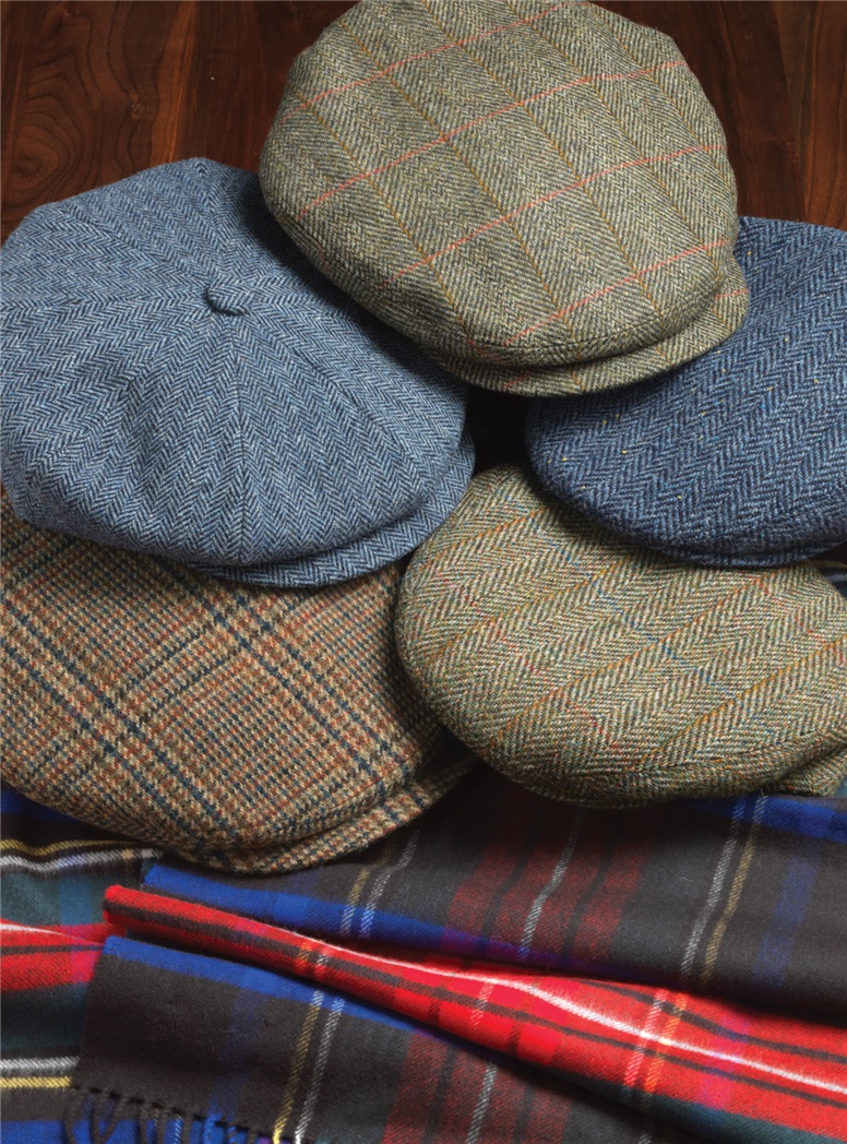 Olive Herringbone Wool Cap