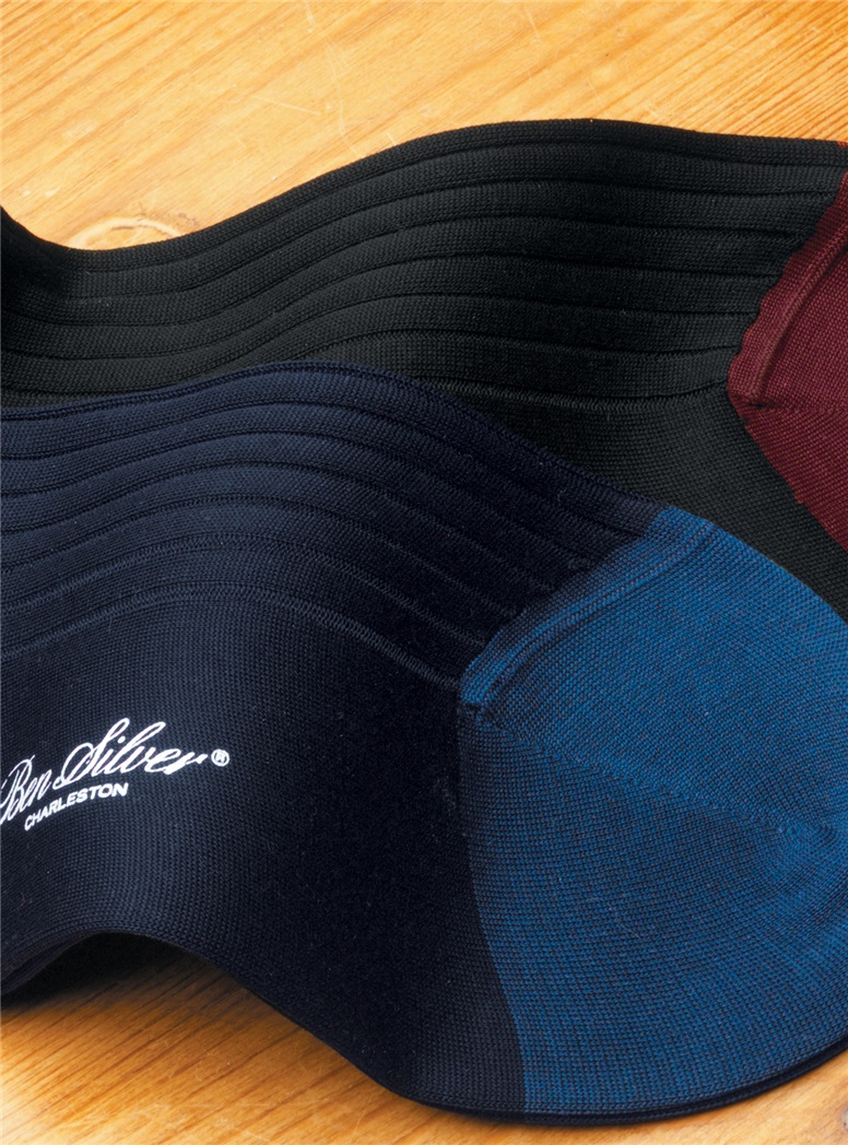 Two-Tone Ribbed Cotton Socks