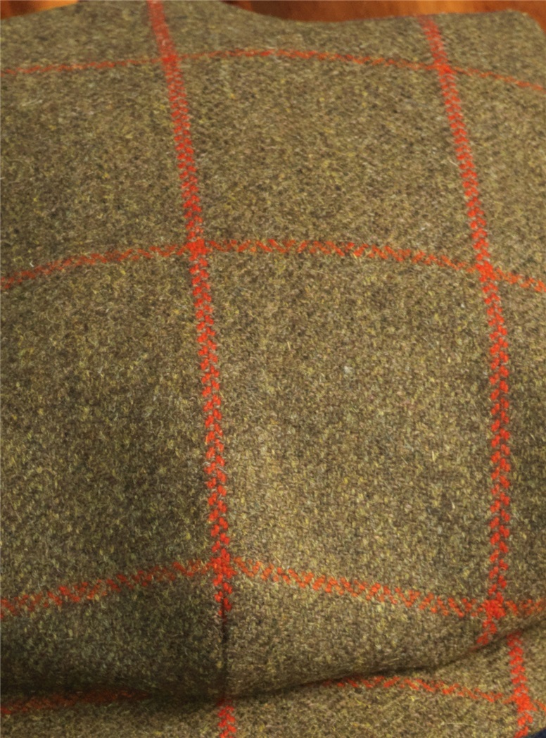 Wool Turnberry Cap in Olive with Fire Windowpanes