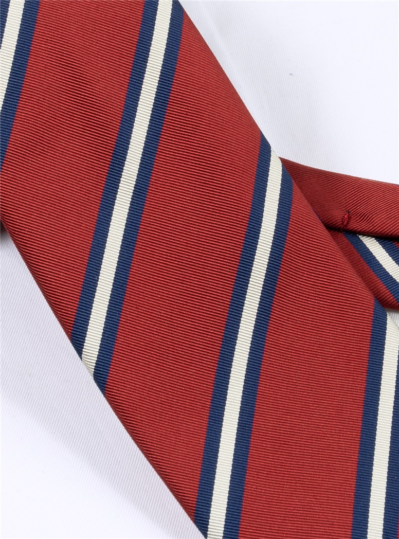 Silk Striped Tie in Brick