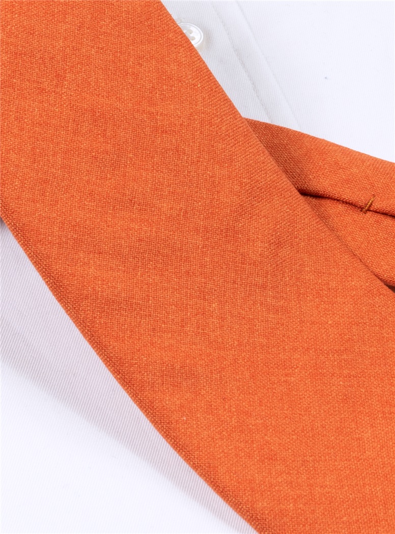 Silk and Cashmere Solid Tie in Tangerine