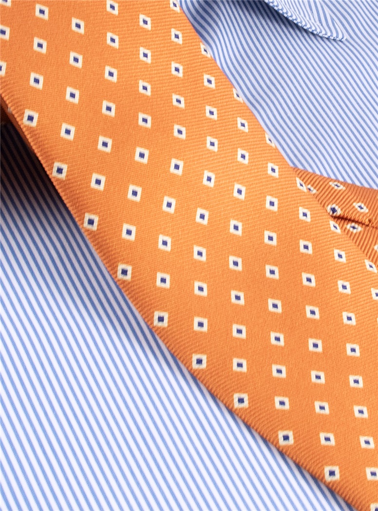 Diamond Printed Silk Tie in Oak