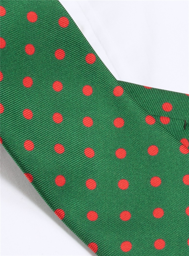 Silk Printed Dots Tie in Green