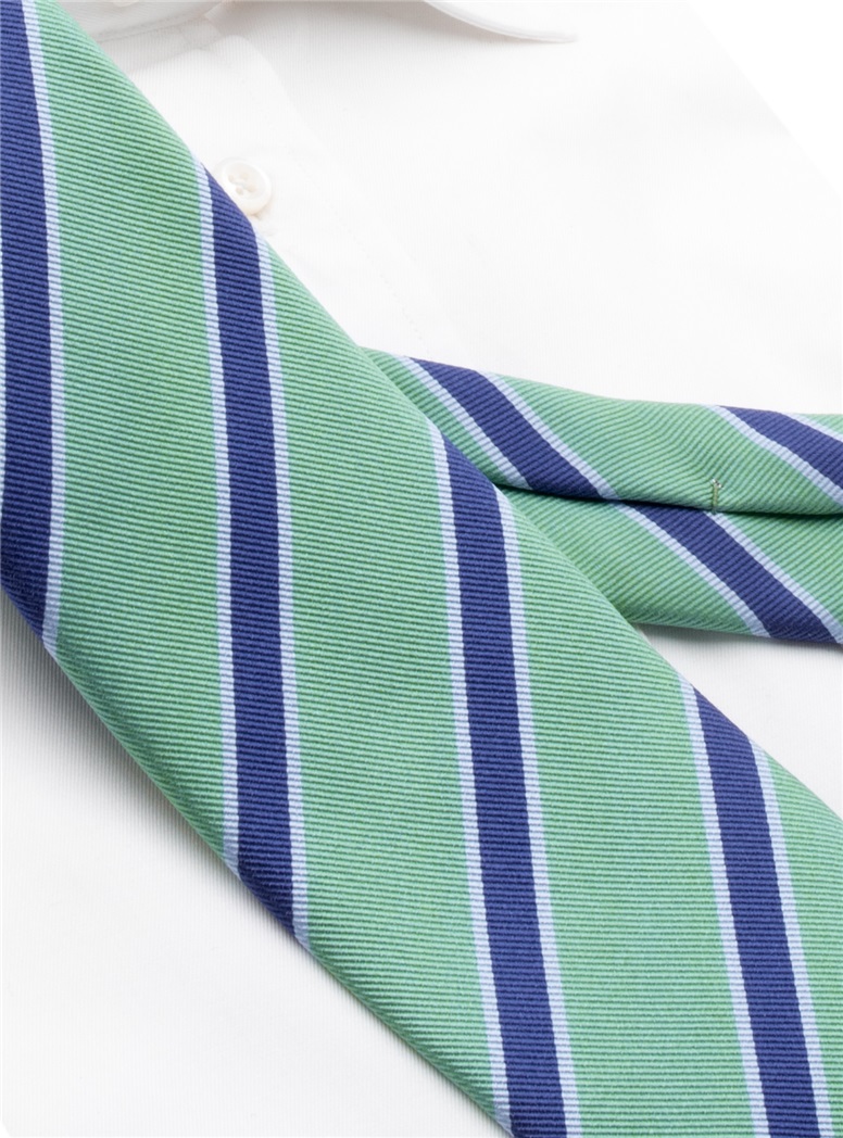 Silk Striped Tie in Sage