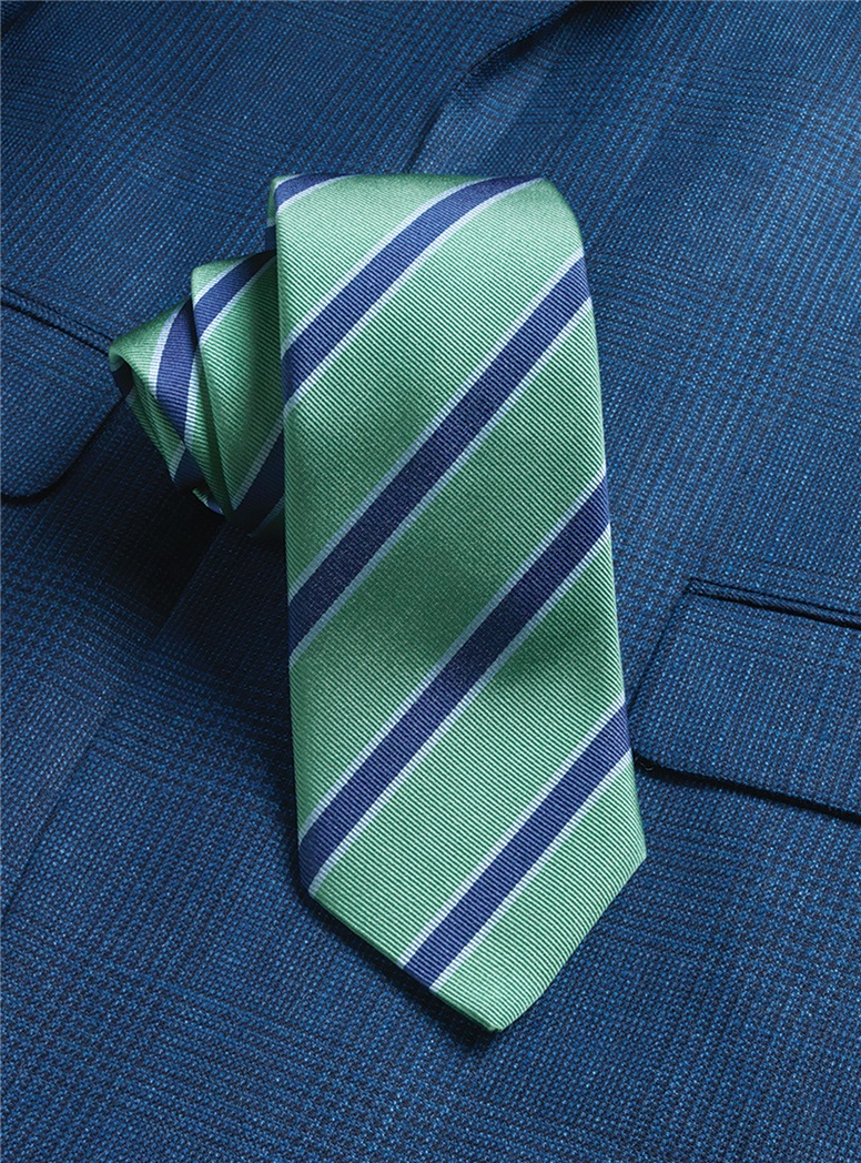 Silk Striped Tie in Sage