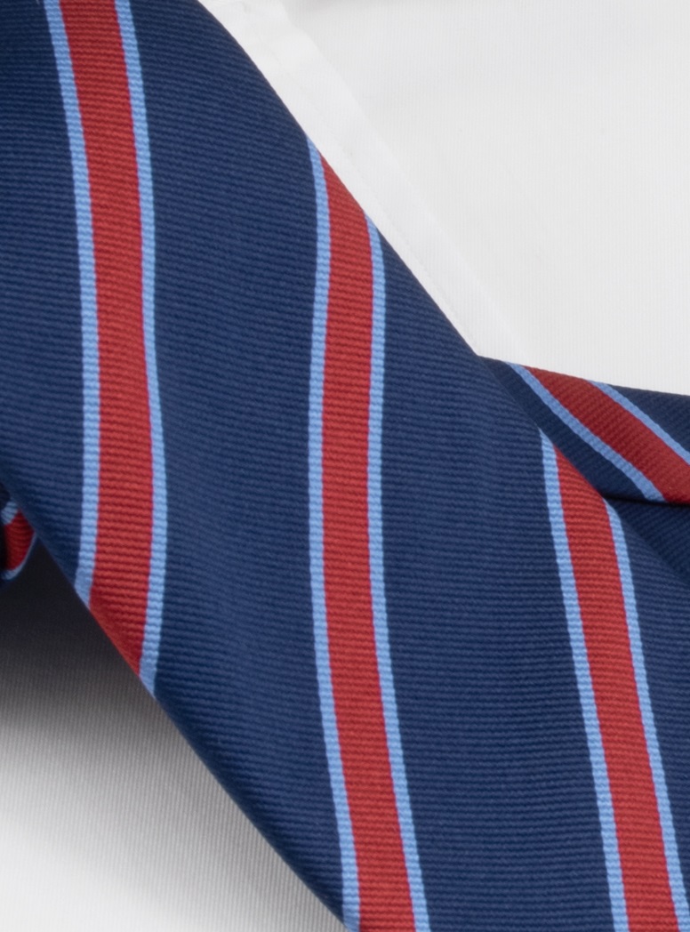 Silk Striped Tie in Navy