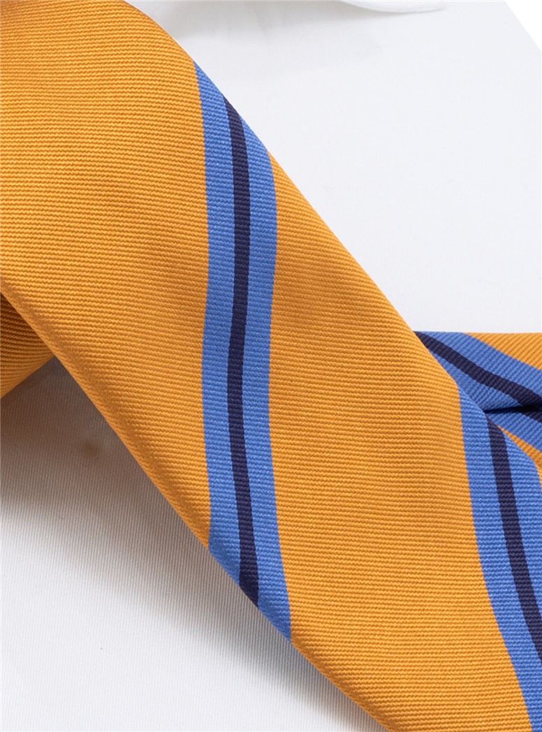 Silk Striped Tie in Gold