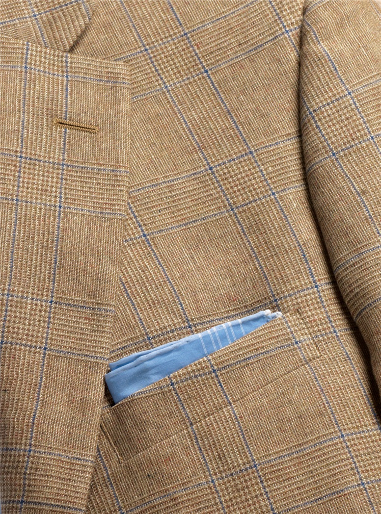 Cream, Straw, and Delicate Blue Glen Plaid Suit