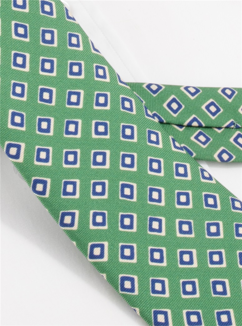 Silk Print Diamond Motif Tie in Fern