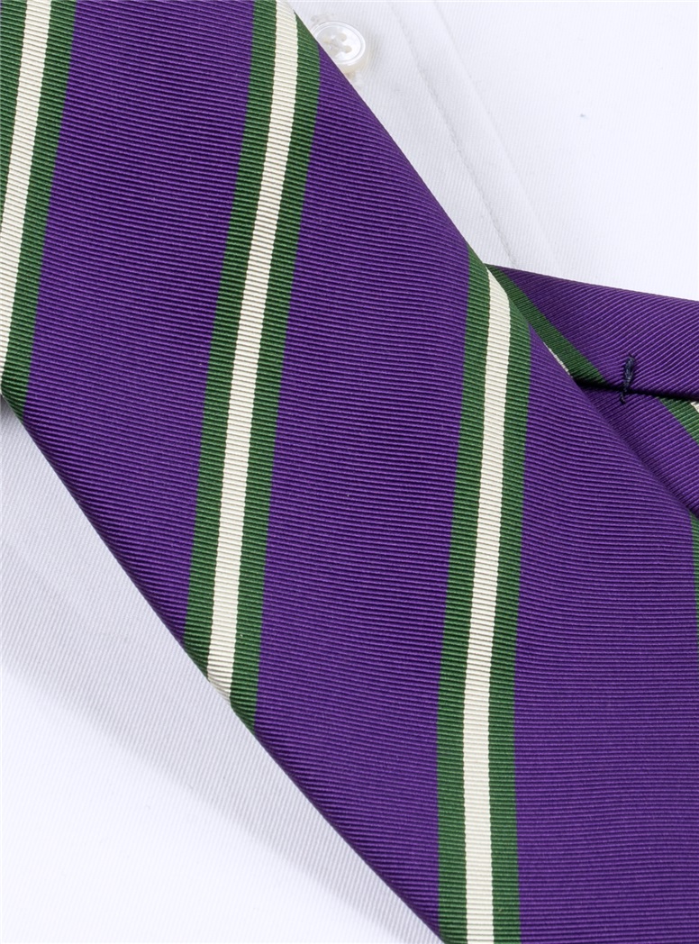 Silk Striped Tie in Plum