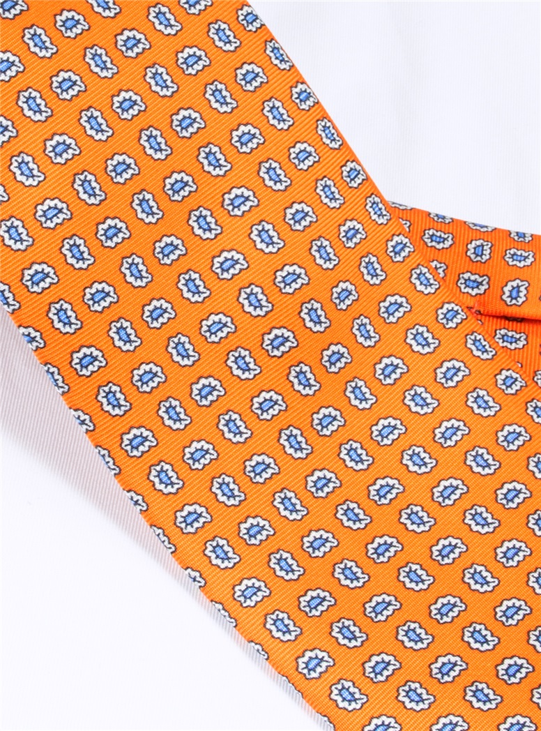 Silk Droplet Paisley Printed Tie in Marigold