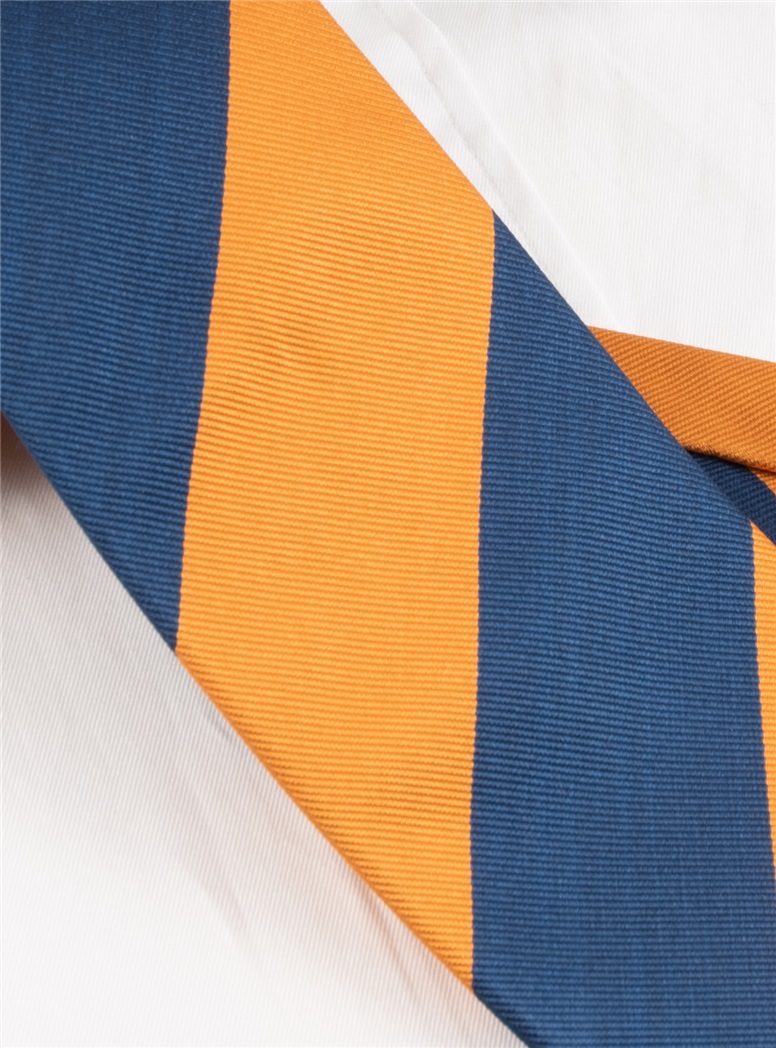 Navy and Gold Block Striped Tie