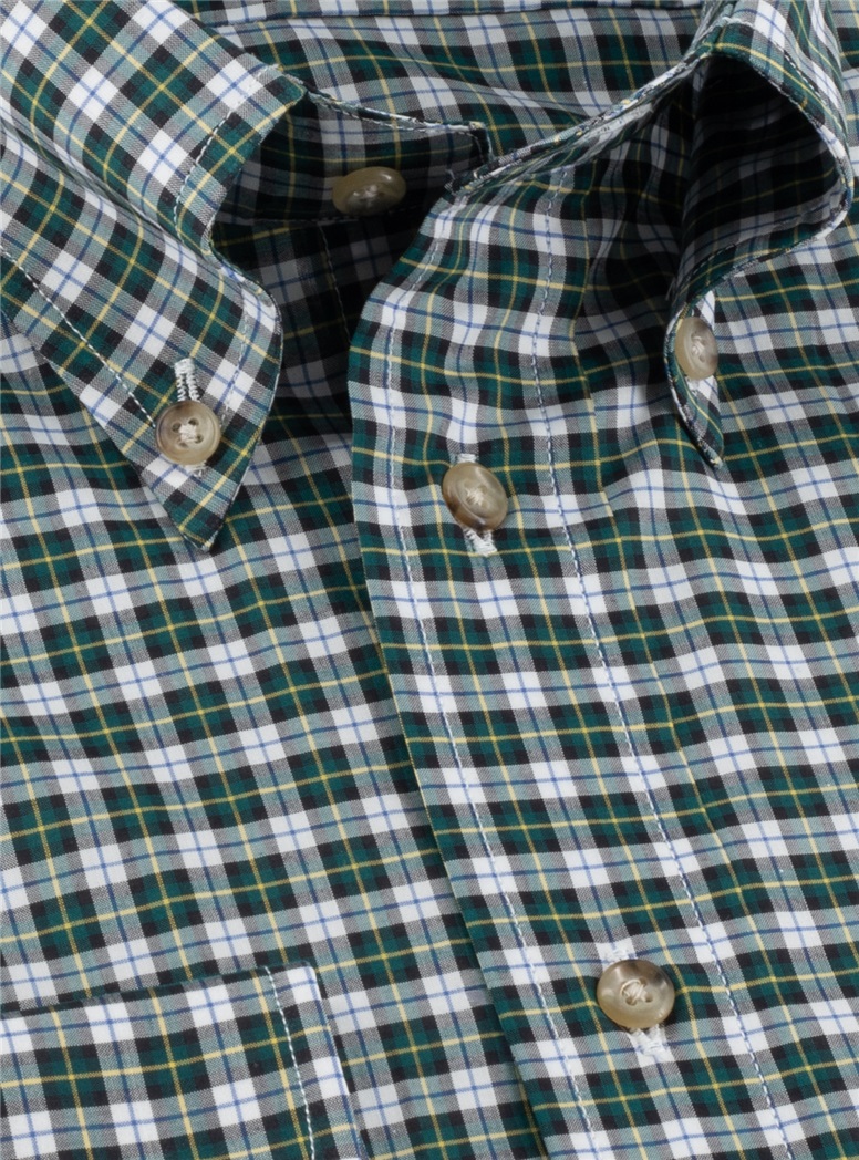 Green, Navy and Yellow Tartan Button Down