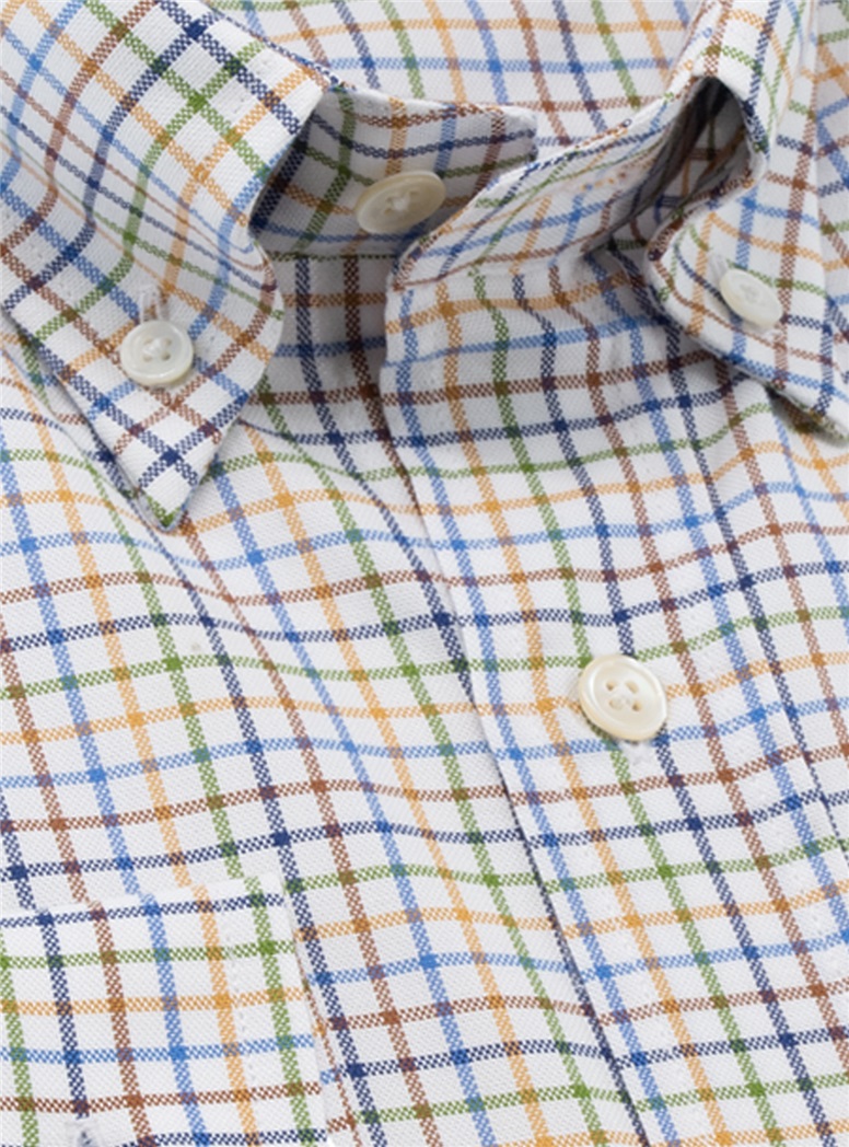 Green, Sky, and Navy Check Button Down