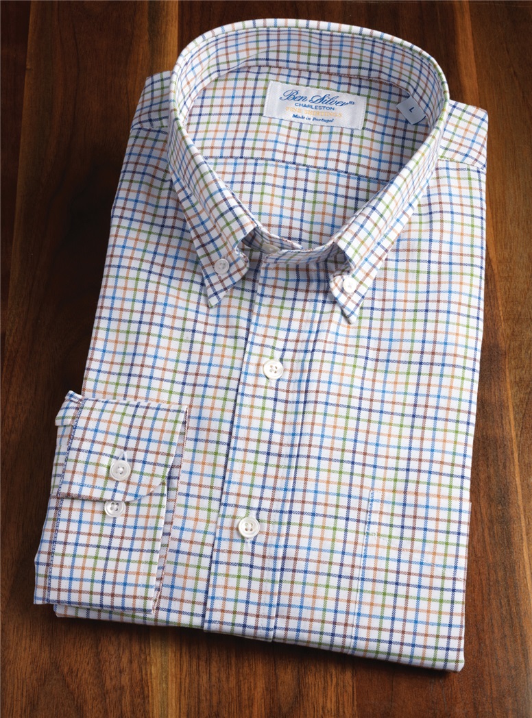 Green, Sky, and Navy Tattersall Button Down