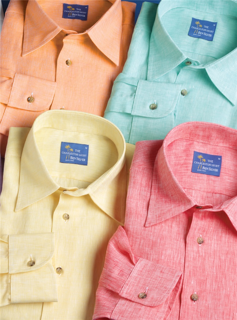 Orange Charleston Linen Shirt