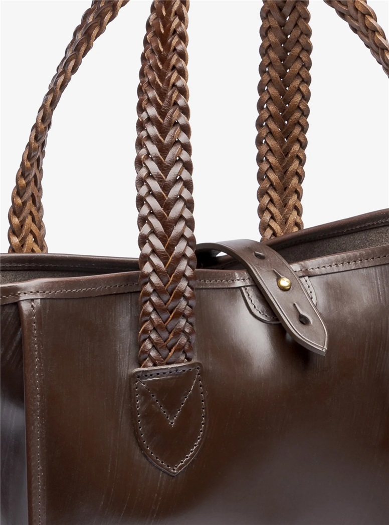 The Bodleian Bridle Leather Tote Bag in Dark Brown.