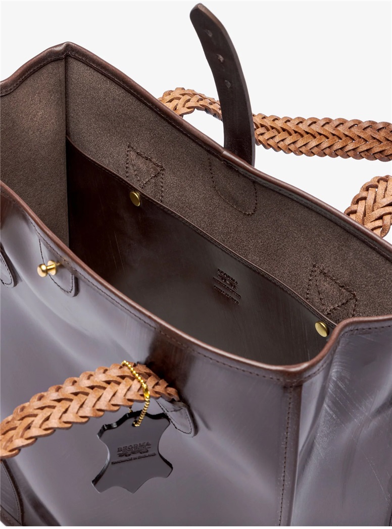 The Bodleian Bridle Leather Tote Bag in Dark Brown.