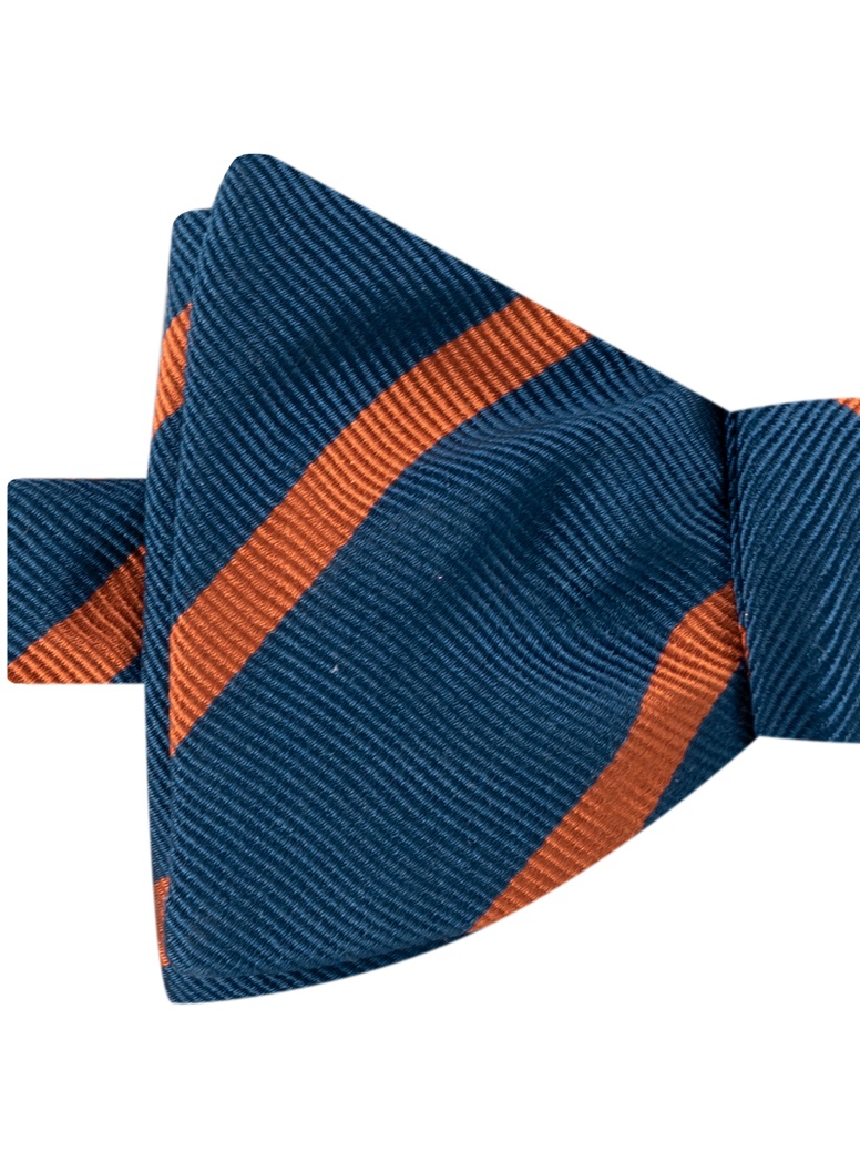 Silk Striped Bow Tie in Teal and Orange