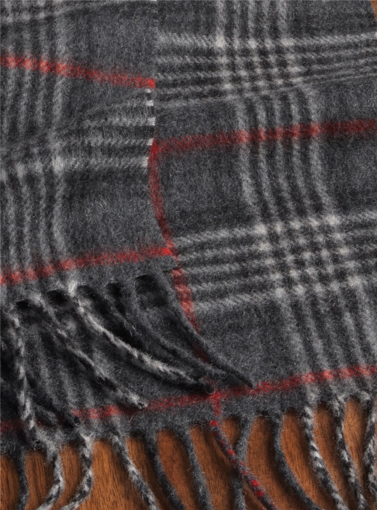 Cashmere Plaid Scarf in Slate with Windowpanes