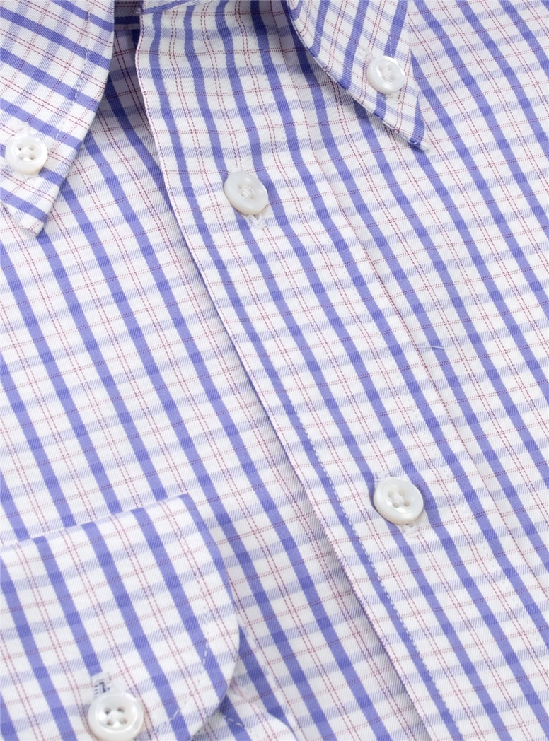 Blue and Magenta Tattersall Button Down