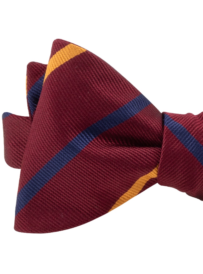 Silk Bar Striped Bow Tie in Wine
